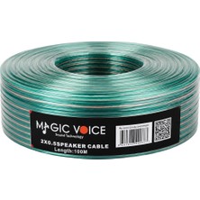 Magicvoice 2x0.50 Şeffaf Yeşil Çizgili 100 Metre Hoparlör Kablosu