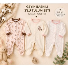 Omeca Concept 3'lü Kız Bebek Geyik Desenli Patikli Tulum Seti