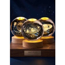 Wolawood Luxurious Opulent 3`lü Kristal Cam Kar Küresi Seti & LED Gün Işığı Top Lamba, USB Ahşap Taban Özel Seri Samanyolu Galaksi Evreni Dekoratif Hediyelik Takım