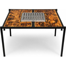 İksa Katlanabilir Piknik Masası Mangallı Ahşap 100 x 70 cm Çok Amaçlı Kullanım İçin Taşınabilir
