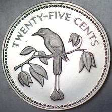 Banknoting Belize 25 Cent 1974 Hatıra. 21.000 Adet Basılmıştır. Proof Baskı Çil.