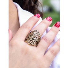 Esha Trend Otantik Çiçek Desenli Antik Ayarlanabilir Kadın Vintage Yüzük EUY1277