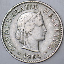 Banknoting Isviçre 5 Rappen 1894.