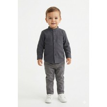 Tayo Baby Erkek Bebek Füme Uzun Kol %100PAMUKLU Keten Gömlek