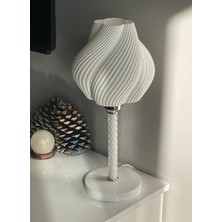 Designobee Krema Elite - Cam Detaylı  Modern Masa ve Gece Lambası - Metal Ayaklı Lamba - Ambiyans Lambası, Dekoratif Abajur