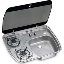 Dometic Kampa Dometic HSG 2445 Karavan İki Gözlü Ocak ve Eviye Kombinasyonu Cam Kapaklı 600 x 445 mm