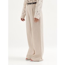 Karaca Bej %100 Keten Regular Fit Pantolon