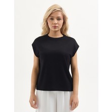 Karaca Siyah Modal Karışımlı O Yakalı Pike T-Shirt