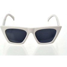 Beyaz Çerçeve Cat Eye Kadın Güneş Gözlüğü - Moda Gözlük