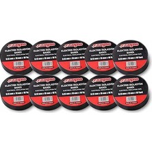 Rayno Elektrik Izolasyon Bandı 10’lu Set – 0.13 mm x 19 mm x 10 Yard – Siyah Elektrik Bandı