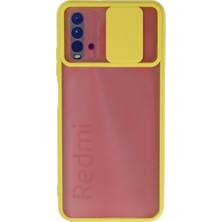 Mbb E-Ticaret Redmi 9t Kılıf Palm Buzlu Kamera Sürgülü Silikon - Sarı