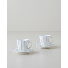 English Home Soft Cloud Stoneware 4 Parça 2 Kişilik Kahve Fincan Takımı 70 ml Açık Mavi