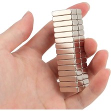 Mbb E-Ticaret 10 Adet 20X10X5 mm Neodyum Magnet N35 Güçlü Mıknatıs Köşeli ve Dayanıklı Nikel Kaplama