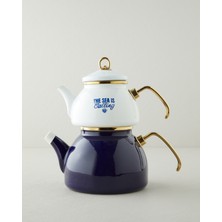 English Home Blue Horizon Emaye Çaydanlık 1,1 Litre + 2,3 Litre Lacivert