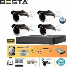 Mbb E-Ticaret Gerçek 5 Mp Metal Kasa 4 Kameralı Ahd Güvenlik Seti 2 Tb HDD Dahil