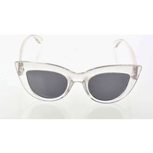 Mbb E-Ticaret Şeffaf Beyaz Çerçeve Cat Eye Kadın Güneş Gözlüğü - Moda Gözlük