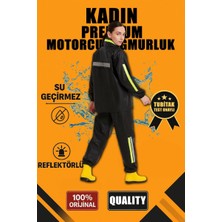 Mbb E-Ticaret Kadın Premium Motorcu Kurye Yağmurluk Takım Su Geçirmez Pvc Reflektörlü Siyah