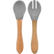 Mbb E-Ticaret Mama Kaşığı ve Çatal Seti Powder Grey