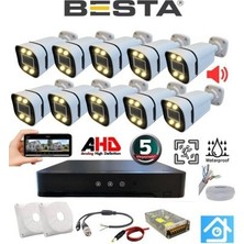 Mbb E-Ticaret 10 Kameralı 5 Mp Sesli Warm LED Waterproof 3.6 mm Lens H.265 Ahd Güvenlik Seti