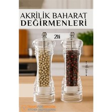 Mbb E-Ticaret Baharat Öğütücü - Baharat Karabiber Tuz Değirmeni Ahşap Akrilik Kristal 2 Li Set 721773