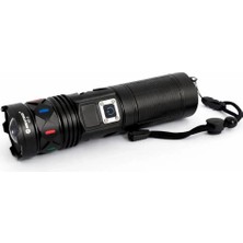 Mbb E-Ticaret Bedotech Bd-5 30W Tg LED Alüminyum Alaşımlı Zoomlu Type-C Dijital Göstergeli Şarjlı El Feneri