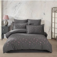 Mbb E-Ticaret Çift Kişilik Poplin Premium Nakışlı Nev Spring Gri