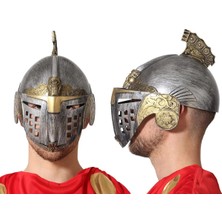 Mbb E-Ticaret Gümüş Üzeri Altın Renk Oynar Başlıklı Romalı Bizans Kaskı Miğferi 25X20 cm
