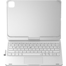 Mbb E-Ticaret iPad Pro 11 (2024) F11 Ats Kılıf Magic Dönen Klavyeli Tablet Kılıf - Gümüş