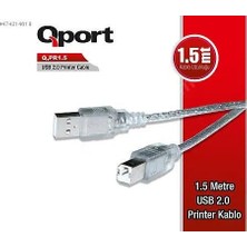 Mbb E-Ticaret Qport Q-Pr1.5 USB 2.0 1.5m Yazıcı Kablosu