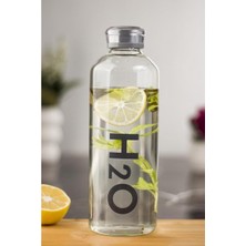 Mbb E-Ticaret H2O Borosilikat Cam Matara Vakum Kapaklı Su Şişesi Suluk Gri 1000 ml