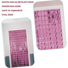 Mbb E-Ticaret Nessiworld Ekstra Metalize Rose Gold Renk Disko Dikdörtgen Kesim Kapı Perdesi Dekorasyon 1x2 Metre