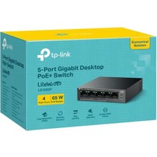 Mbb E-Ticaret Tp-Lınk LS105GP 4 Port Gıgabıt + 1 Port RJ45 Uplınk Poe 65W 250 Metre Poe Mesafe Metal Kasa Swıtch