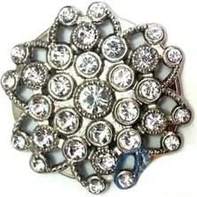 Mbb E-Ticaret Taşlı Yuvarlak Broş, Sandık Süsü 4,5 cm - Nikel, 10 Adet