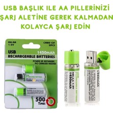 Mbb E-Ticaret USB Ile Şarj Olabilen 2 Li 1450 Mah Lityum Şarjlı Kalem Pil