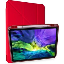 Mbb E-Ticaret iPad Pro 11 (2024) Kılıf Kalemlikli Mars Tablet Kılıfı - Kırmızı