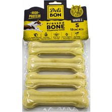 Mbb E-Ticaret Deri Köpek Çiğneti Pres Kemik 4X12CM Beyaz