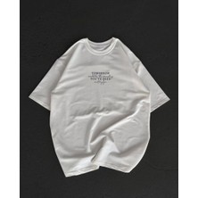 Mbb E-Ticaret Kadın Baskılı T-Shirt Kısa Kol Bisiklet Yaka Oversize Rahat Kalıp Günlük Tişört   - Beyaz