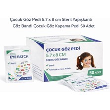 Mbb E-Ticaret Çocuk Göz Pedi 5.7 x 8 cm Steril Yapışkanlı Göz Bandı Çocuk Göz Kapama Pedi 50 Adet 1 Kutu