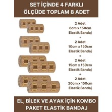 Alban Elastik Bandaj Seti 8’li (2X6CM+2X10CM+2X15CM+2X20CM) 32 Klipsli 4,5 Metreye Kadar Uzar, Spor ve Günlük Kullanım