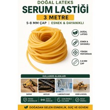 Hobialem 3 Metre Doğal Lateks Serum Lastiği 5-8 mm Esnek Dayanıklı Hortum-Sapan, Avcılık ve Hobi Dren Lastiği