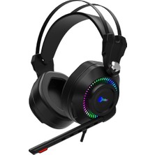 Altes Grup HT405 3.5mm Jack+Usb Kulak Üstü Rgb LED Aydınlatmalı Konforlu Kulak Yastıkları 50MM Hassas 100DB Ses Sürücüleri Askılı Kafa Bandı Profesyonel Tip Kablolu Mikrofonlu Oyuncu Kulaklığı Siyah