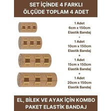 Alban Elastik Bandaj Seti 4’lü (1X6CM+1X10CM+1X15CM+1X20CM) 16 Klipsli 4,5 Metreye Kadar Uzar, Spor ve Günlük Kullanım