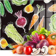 Altes Grup Cam Kesme Tahtası ve Sunum Tablası Sebze Desenli 20 x 30 cm