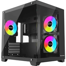 Altes Grup 3 Rgb Fanlı Temperli Cam Panel Boş M-Atx Gaming Oyuncu Bilgisayar Kasası