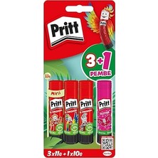 Altes Grup Stick Yapıştırıcı, 3+1 Simli ve Güvenli El Işi Yapıştırıcısı, Hızlı ve Pratik Yapıştıran Okul ve Ofis Malzemesi, 3X11G+1X10G Pritt Stick Yapıştırıcı Pembe