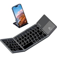 Altes Grup Katlanabilir Bluetooth Klavye, Rock & Rown Cep Boyutunda Taşınabilir Kablosuz Klavye Touchpad ile Mac Os, Android, Windows, Linux, Pc, Tablet Için, Şarj Edilebilir Li-Ion Pilli, Koyu Gri