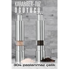 Özssay 2'li Karabiber Tuz Öğütücü Profesyonel 304 Paslanmaz Çelik Manuel Baharat Değirmeni 720252
