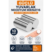 Dünya Magnet 10 Adet 15X2 Güçlü Yuvarlak Neodyum Mıknatıs, (Çap: 15 mm Kalınlık : 2 Mm)