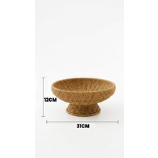Destpak 31CM Ayaklı Sunumluk - Dekoratif Meyvelik Çerezlik - Rattan Kase Tabak Sepet - Ekstra Kaliteli Çelik Hasır