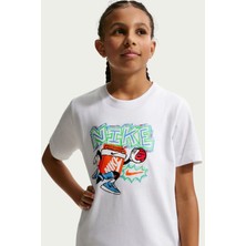 Nike Sportswear Kids Tee Box Hoops Kids Tee Grafik Baskılı Çocuk Tişört Beyaz